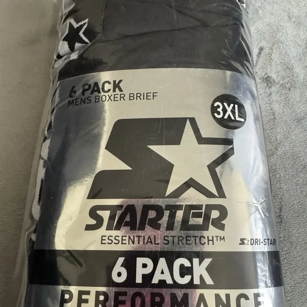 3XL Starter Mens 6-Pack Performance Boxer Briefs Fly Pouch‎